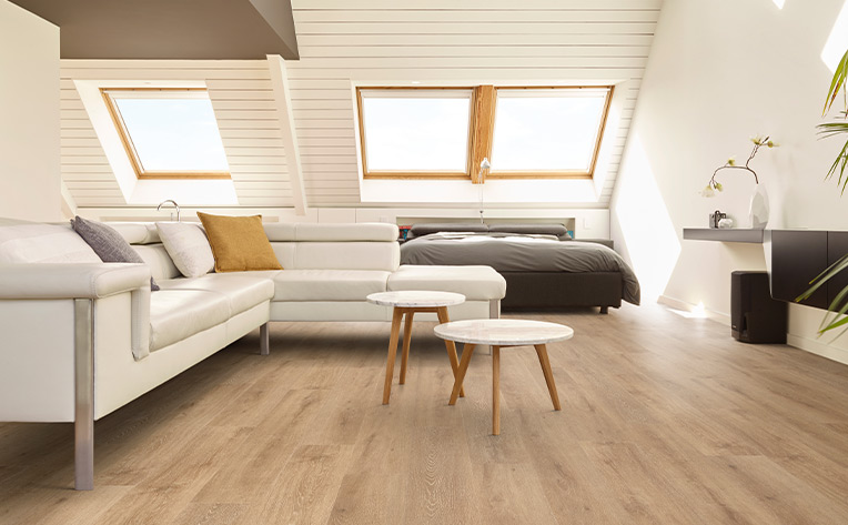 light luxury vinyl wood look plank in living room area