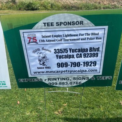 Tee sponsor sign Inland Empire Lighthouse For The Blind